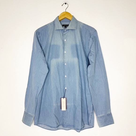 Peter Millar Chambray Indigo Shirt – Size Medium (NWT) - Picture 1 of 10